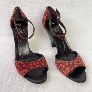 Kate Spade Shoes Womens 6.5 Red Polka Dot Calf Hair Heels Ankle Strap Chic Open